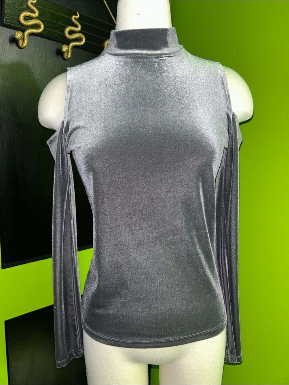 Velvet Off The Shoulder Long Sleeve Top